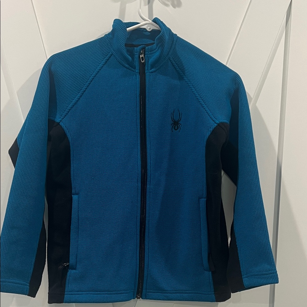 Spyder boys lightweight jacket. M (10-12) Knit exterior with fleece accents.